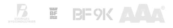 Logotyper Sveriges Byggindustrier, Stockholms Byggmästareförening, BF9K, Bisnode Högsta kreditvärdighet (AAA)
